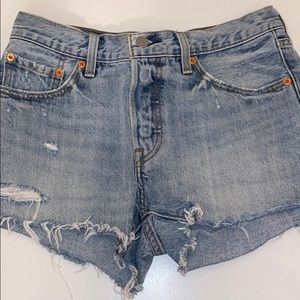 Levi’s light blue washed denim shorts